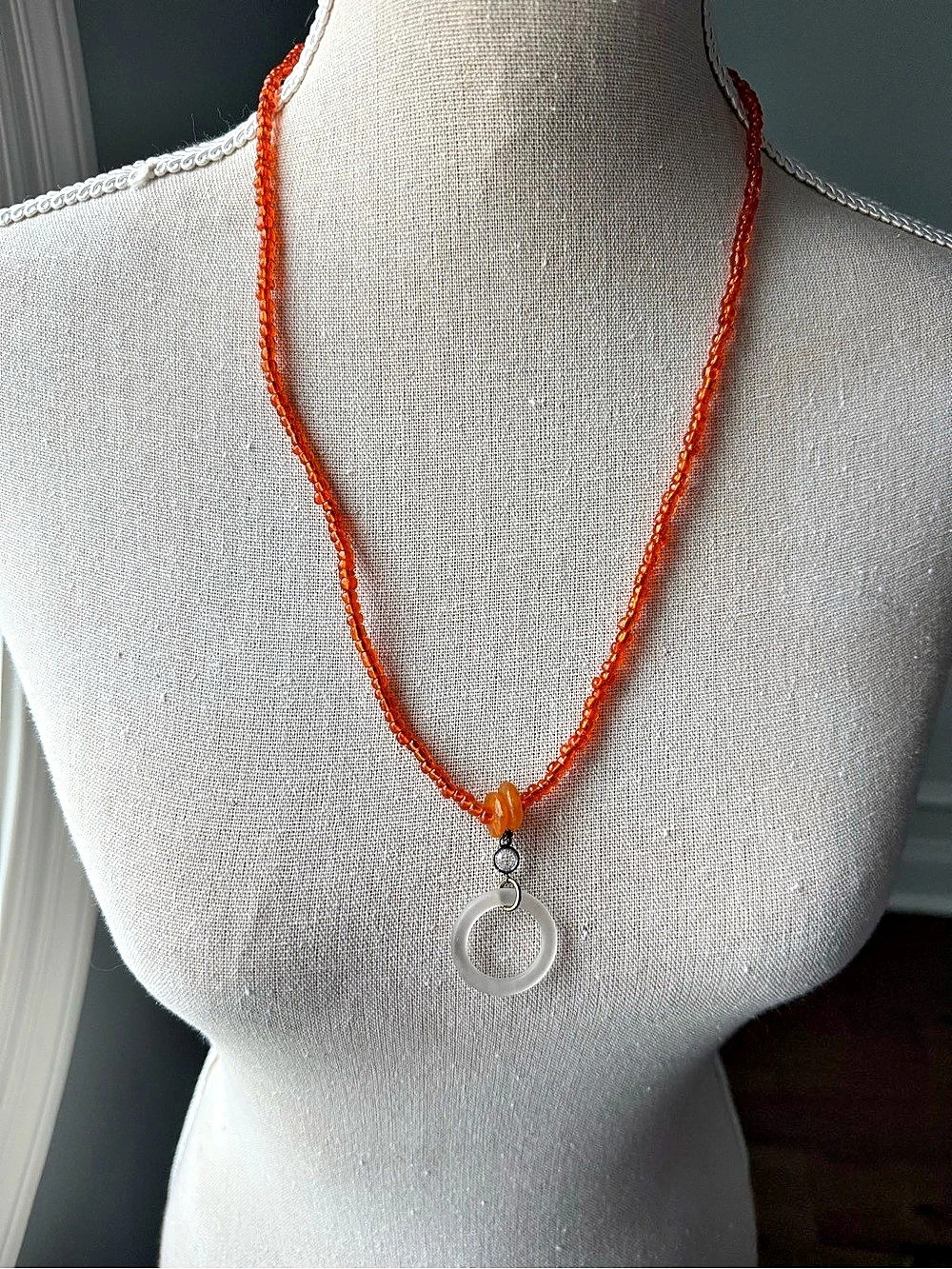One-Of-A-Kind Orange Glass Bead Necklace